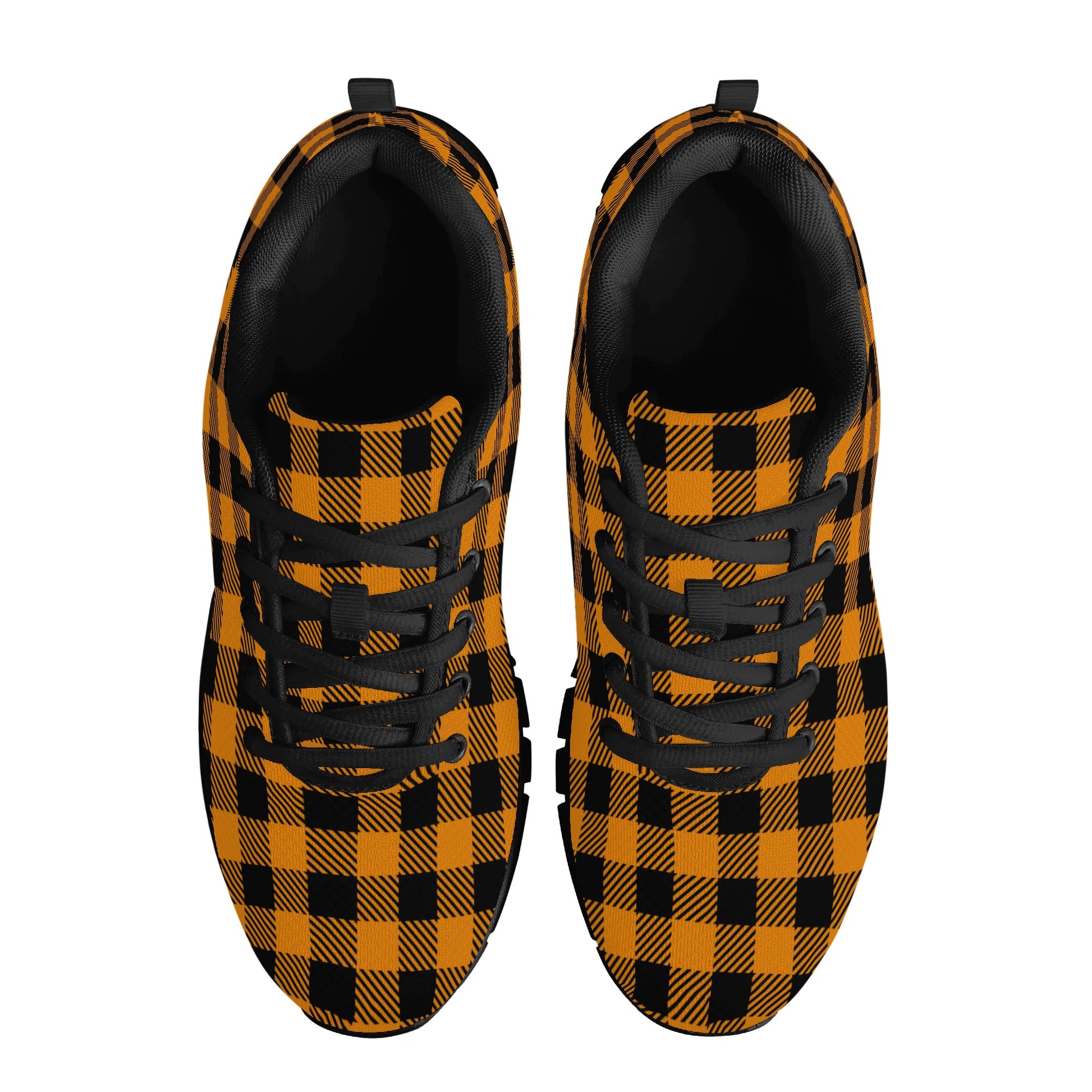 Orange Buffalo Plaid Mens EVA Mesh Running Shoes