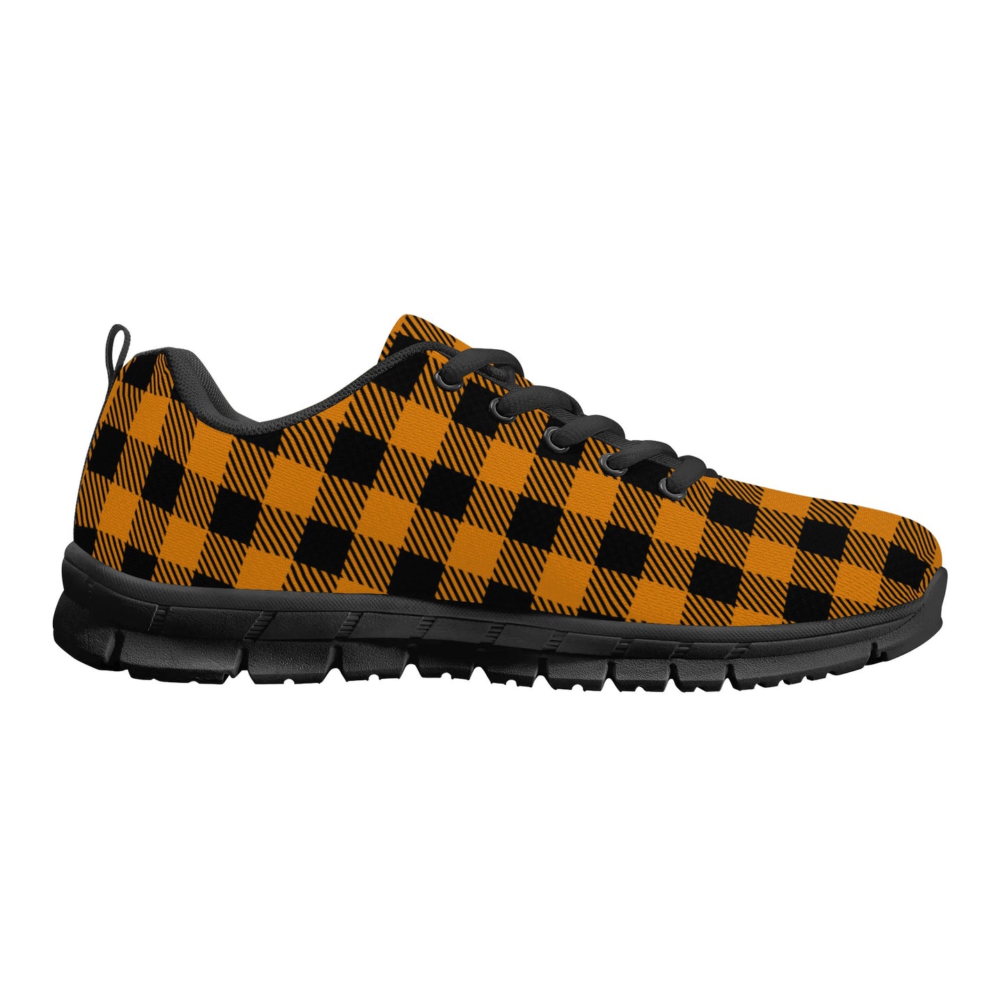 Orange Buffalo Plaid Mens EVA Mesh Running Shoes