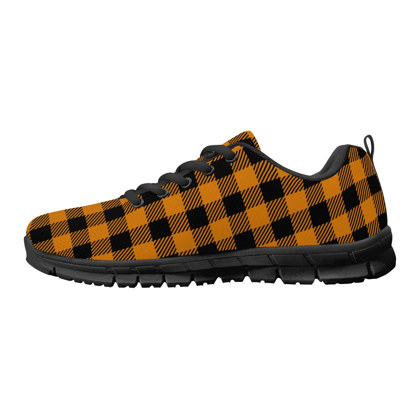 Orange Buffalo Plaid Mens EVA Mesh Running Shoes