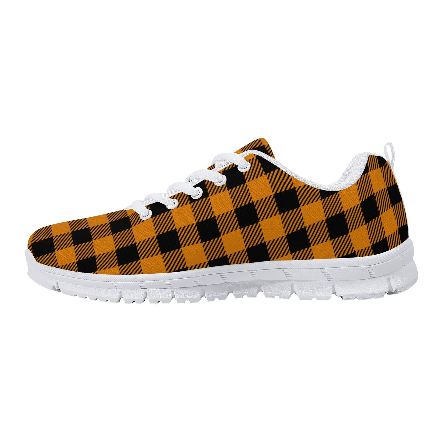 Orange Buffalo Plaid Mens EVA Mesh Running Shoes