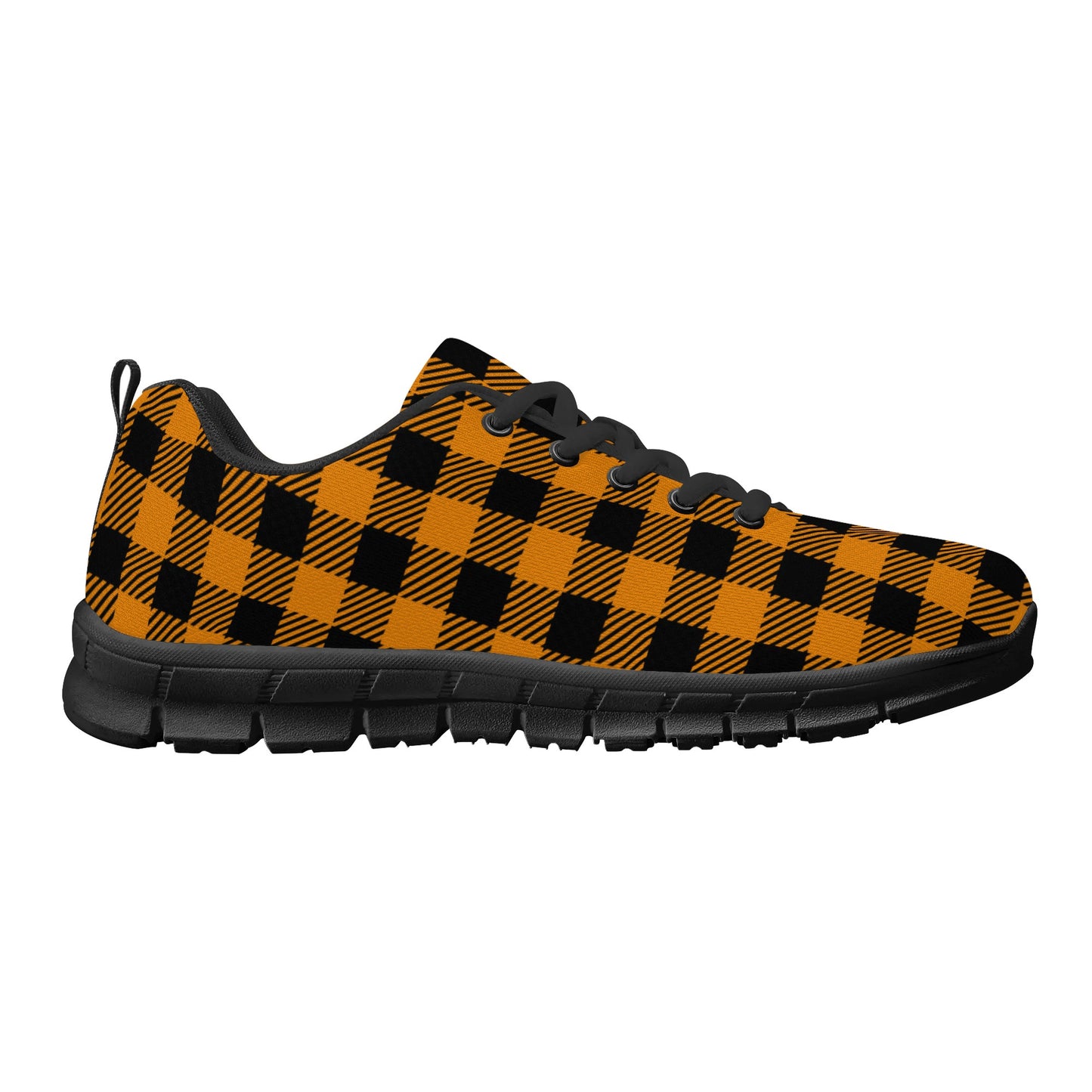 Orange Buffalo Plaid Mens EVA Mesh Running Shoes