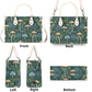 Blue Green Mushrooms Luxury Womens Vegan Leather Handbag