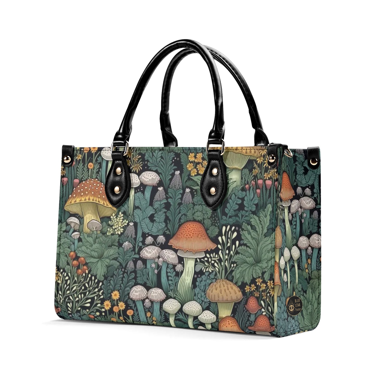 Vintage Style Mushrooms Luxury Womens Vegan Leather Handbag