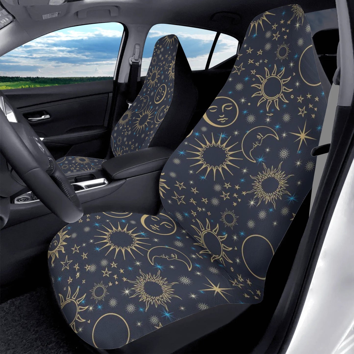 Celestial Navy Blue Front Car Seat Covers (Set of 2)