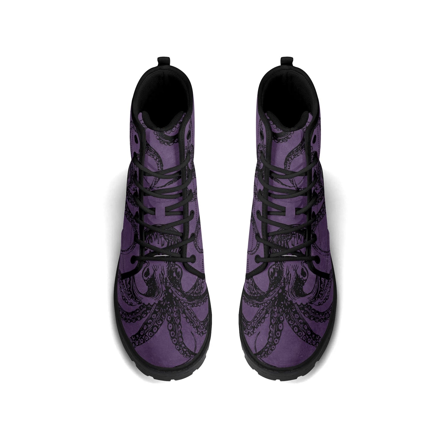 Mens Purple Octopus Boots, Vegan Combat Boots