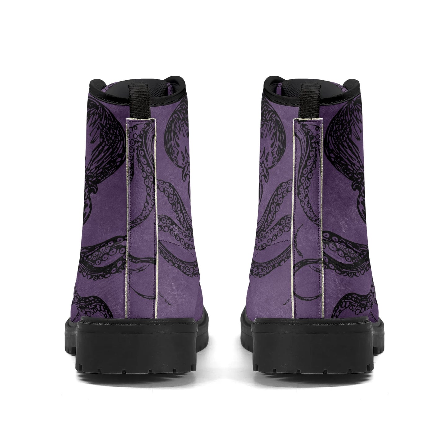 Mens Purple Octopus Boots, Vegan Combat Boots