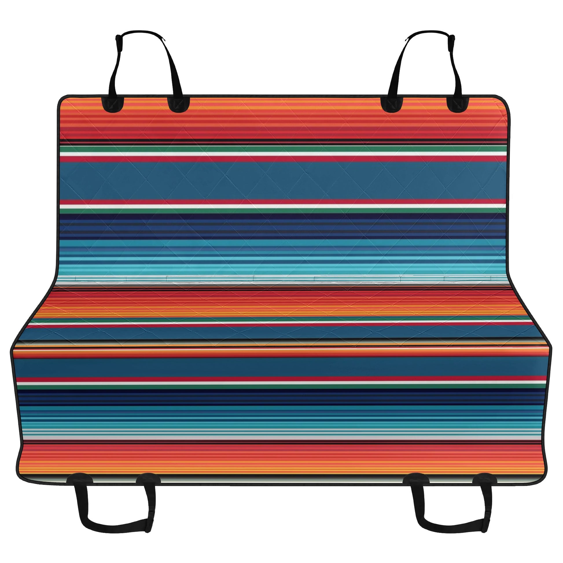 Orange Blue Serape Stripes Car Pet Seat Cover