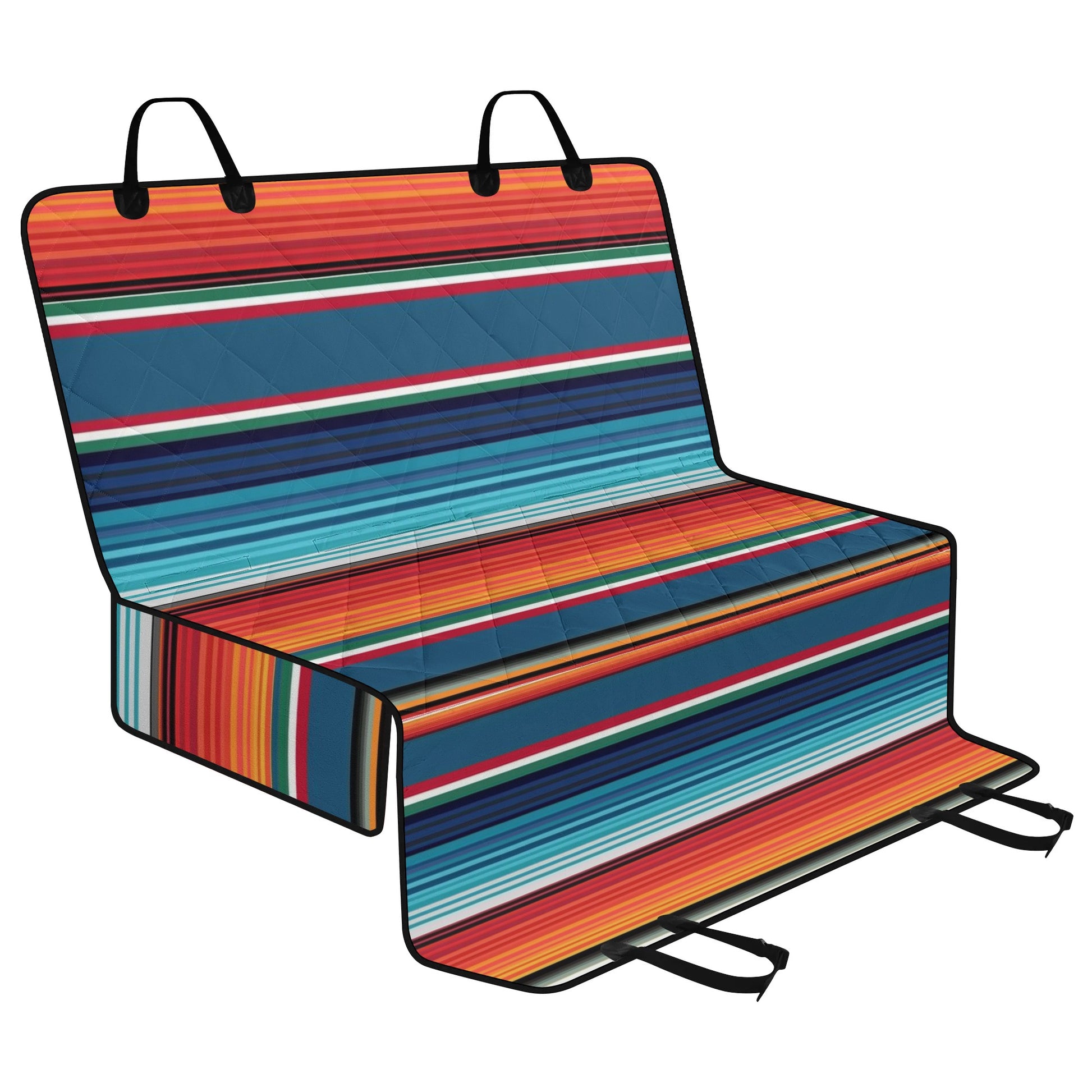 Orange Blue Serape Stripes Car Pet Seat Cover