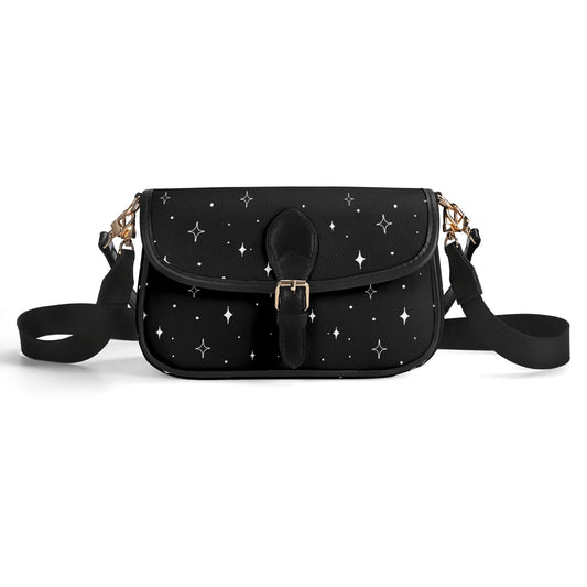 Minimalist Diamond Sparkle Stars Womens Vegan Buckle Shoulder bag