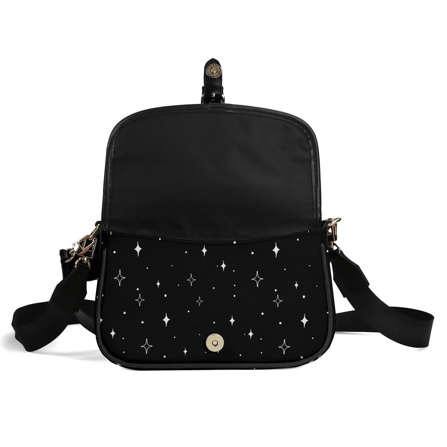 Minimalist Diamond Sparkle Stars Womens Vegan Buckle Shoulder bag