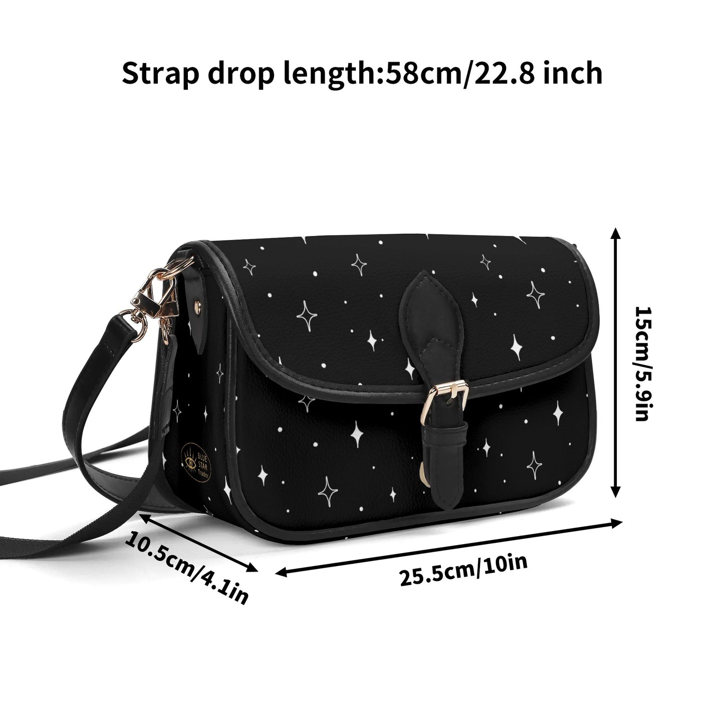 Minimalist Diamond Sparkle Stars Womens Vegan Buckle Shoulder bag