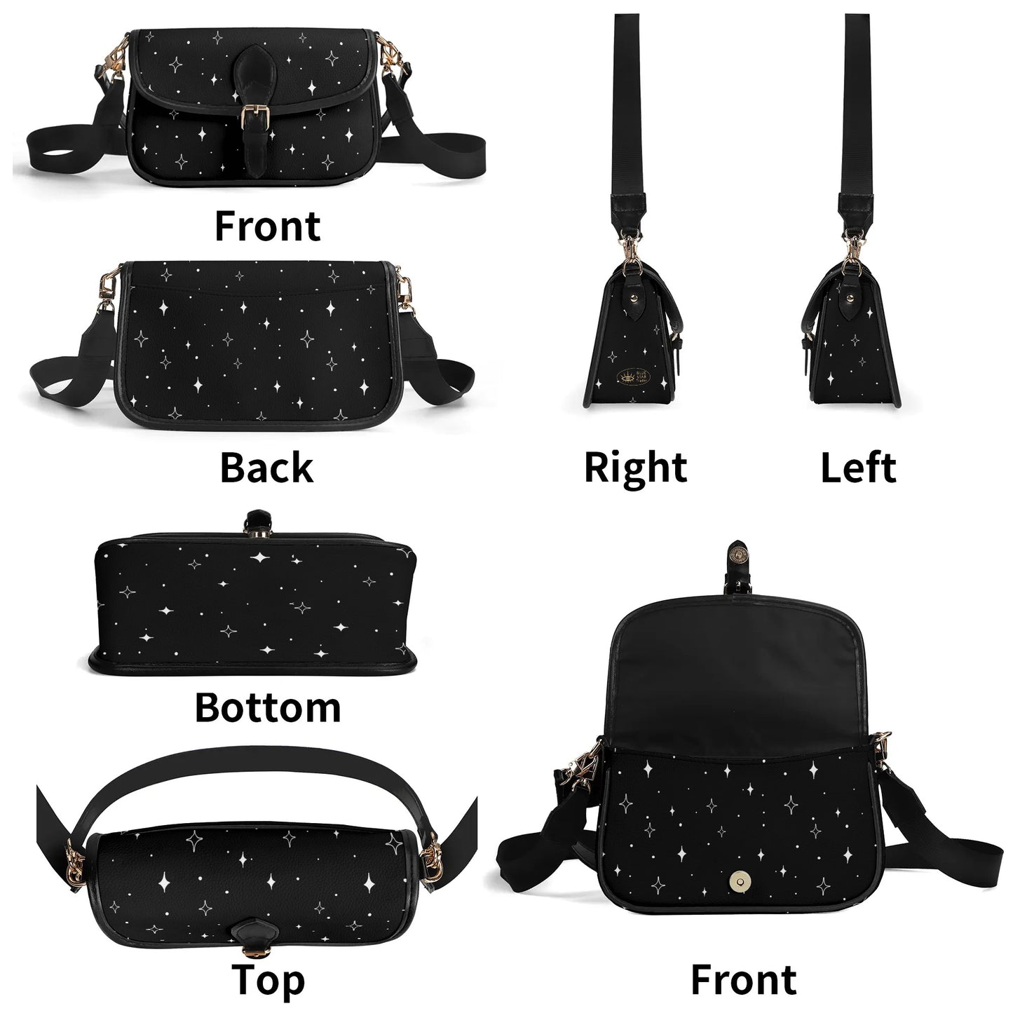 Minimalist Diamond Sparkle Stars Womens Vegan Buckle Shoulder bag