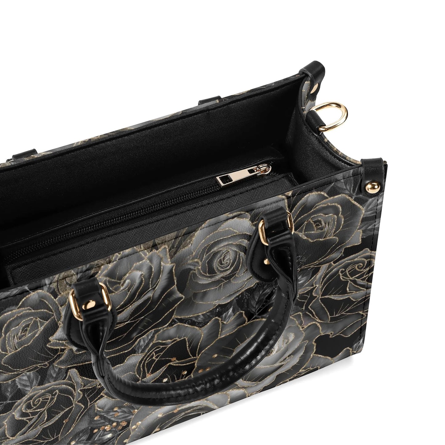 Black Roses Purse Luxury Womens Vegan Leather Handbag Goth