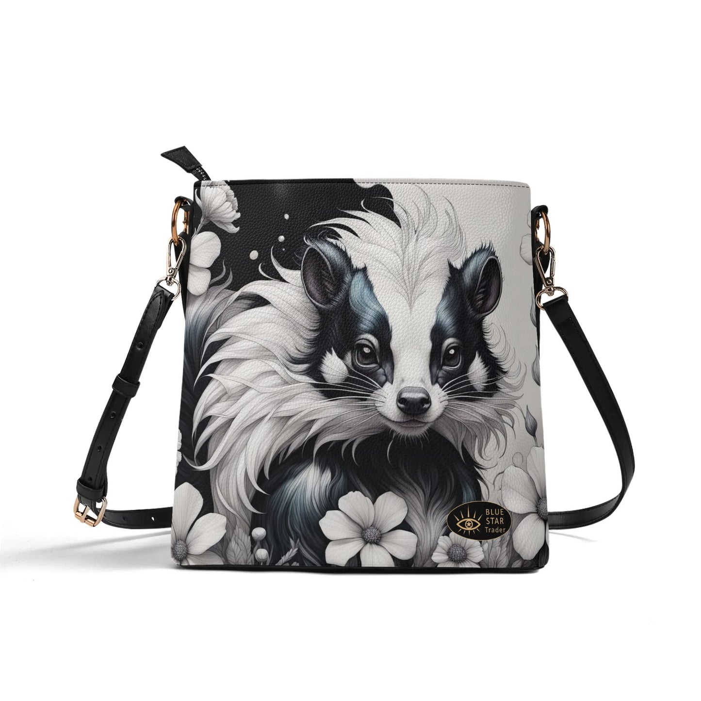 Cute Skunk Purse, Womens Vegan Bucket Bag Shoulder Bag