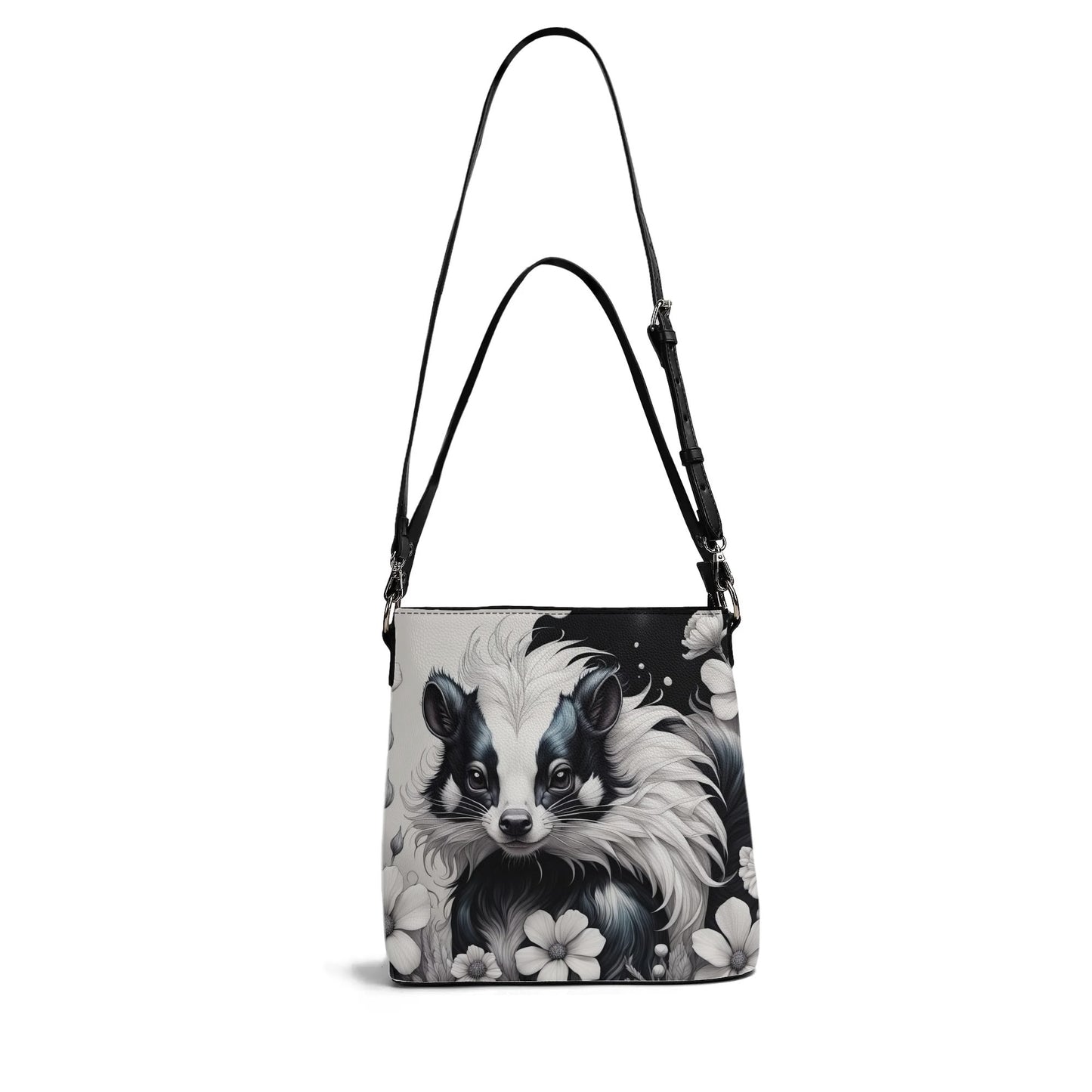 Cute Skunk Purse, Womens Vegan Bucket Bag Shoulder Bag