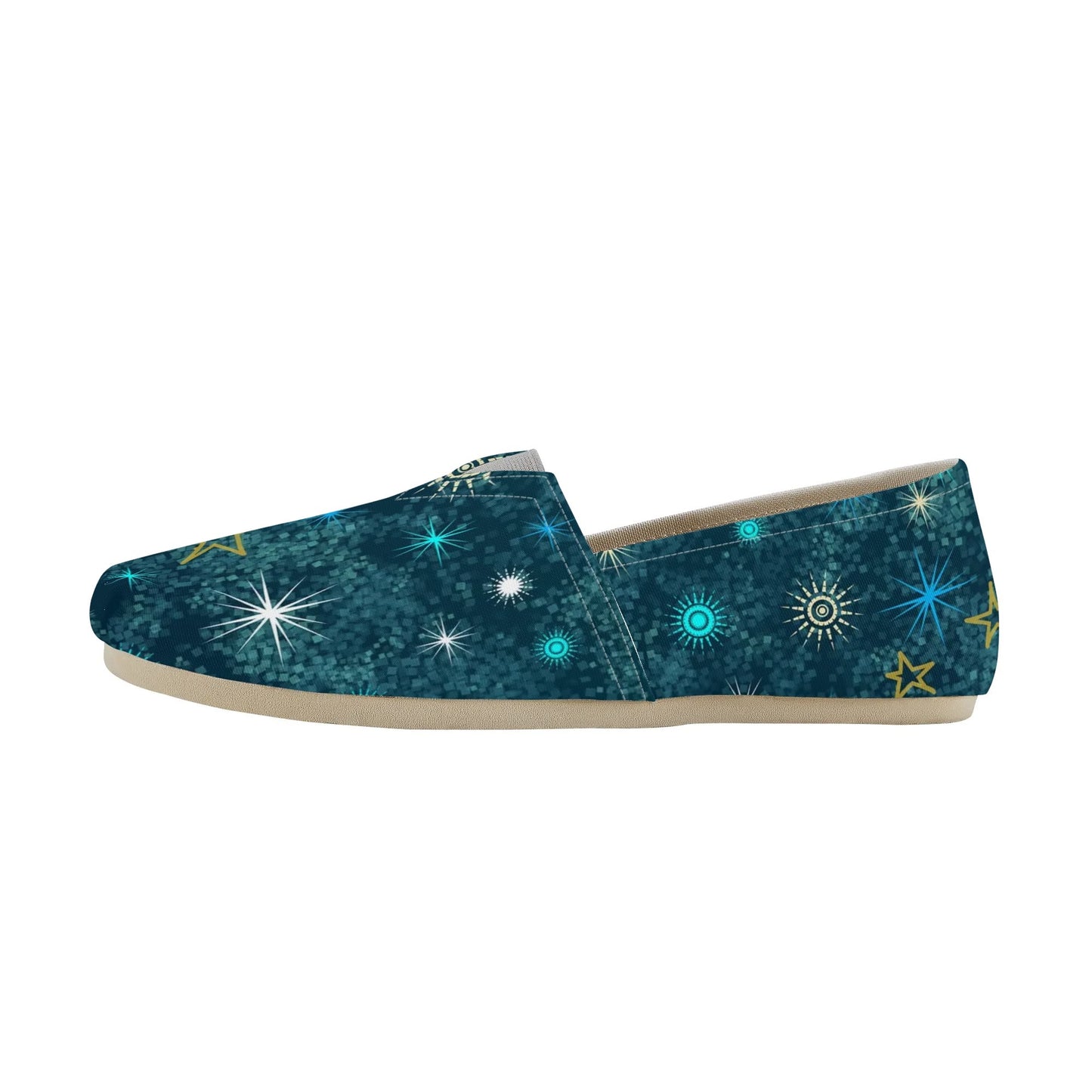 Teal Blue Celestial Galaxy Womens Casual Slip On Shoes