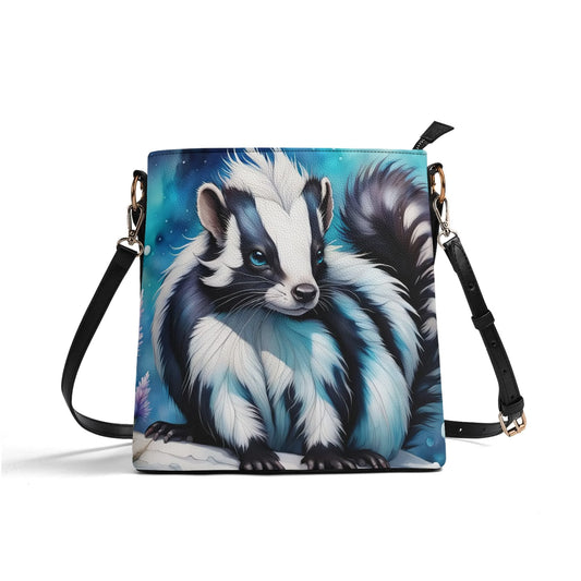 Cute Blue Skunk Purse, Womens Vegan Bucket Bag Shoulder Bag