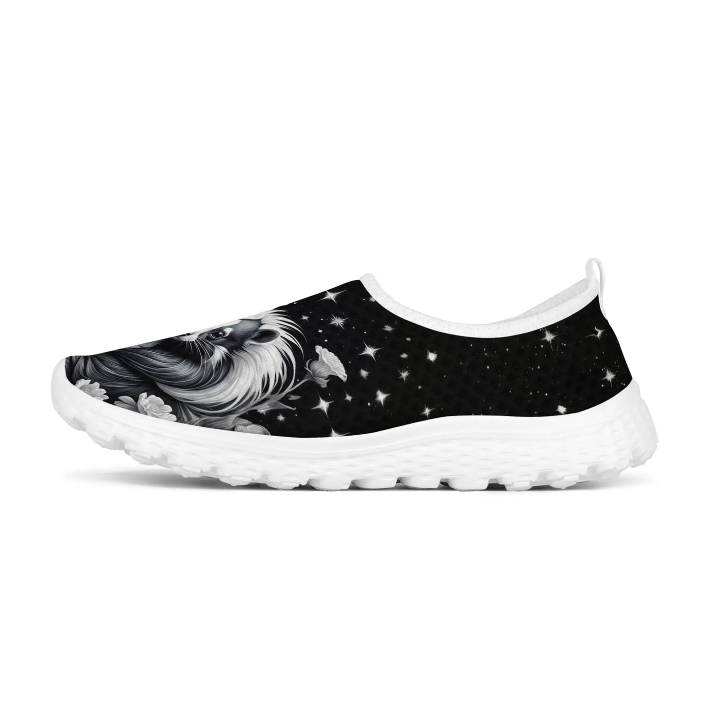 Skunk Black White Womens Mesh Slip On Shoes