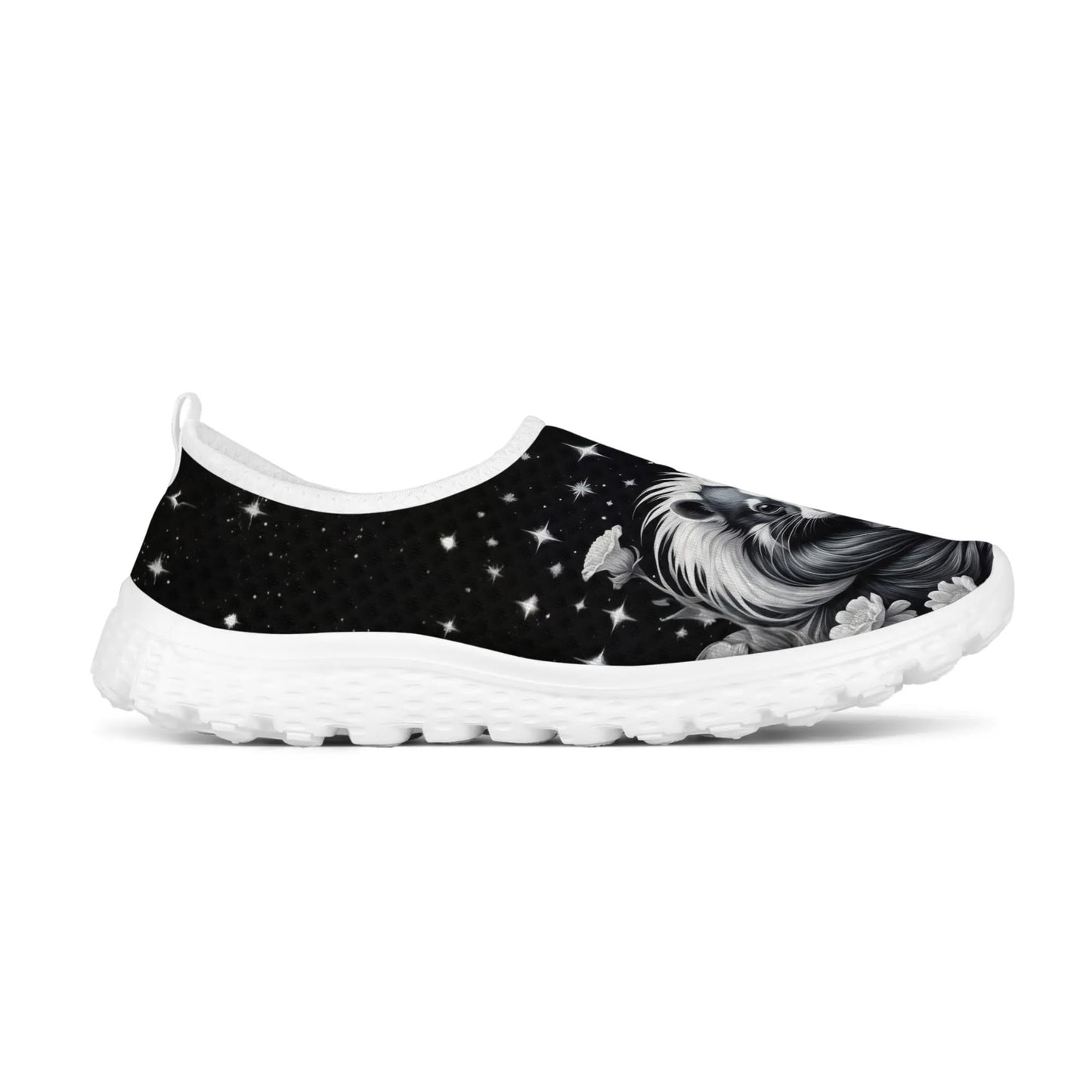 Skunk Black White Womens Mesh Slip On Shoes