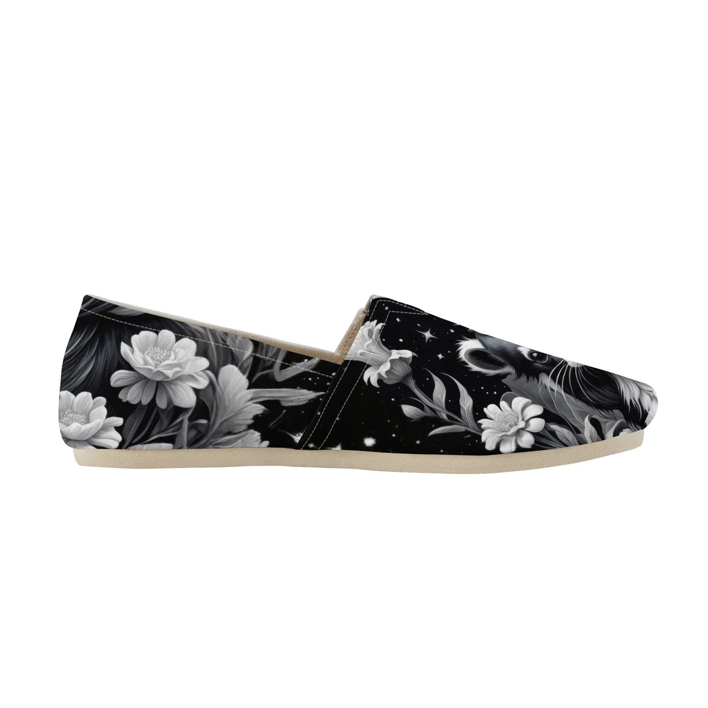 Skunk Black White Womens Casual Slip On Shoes