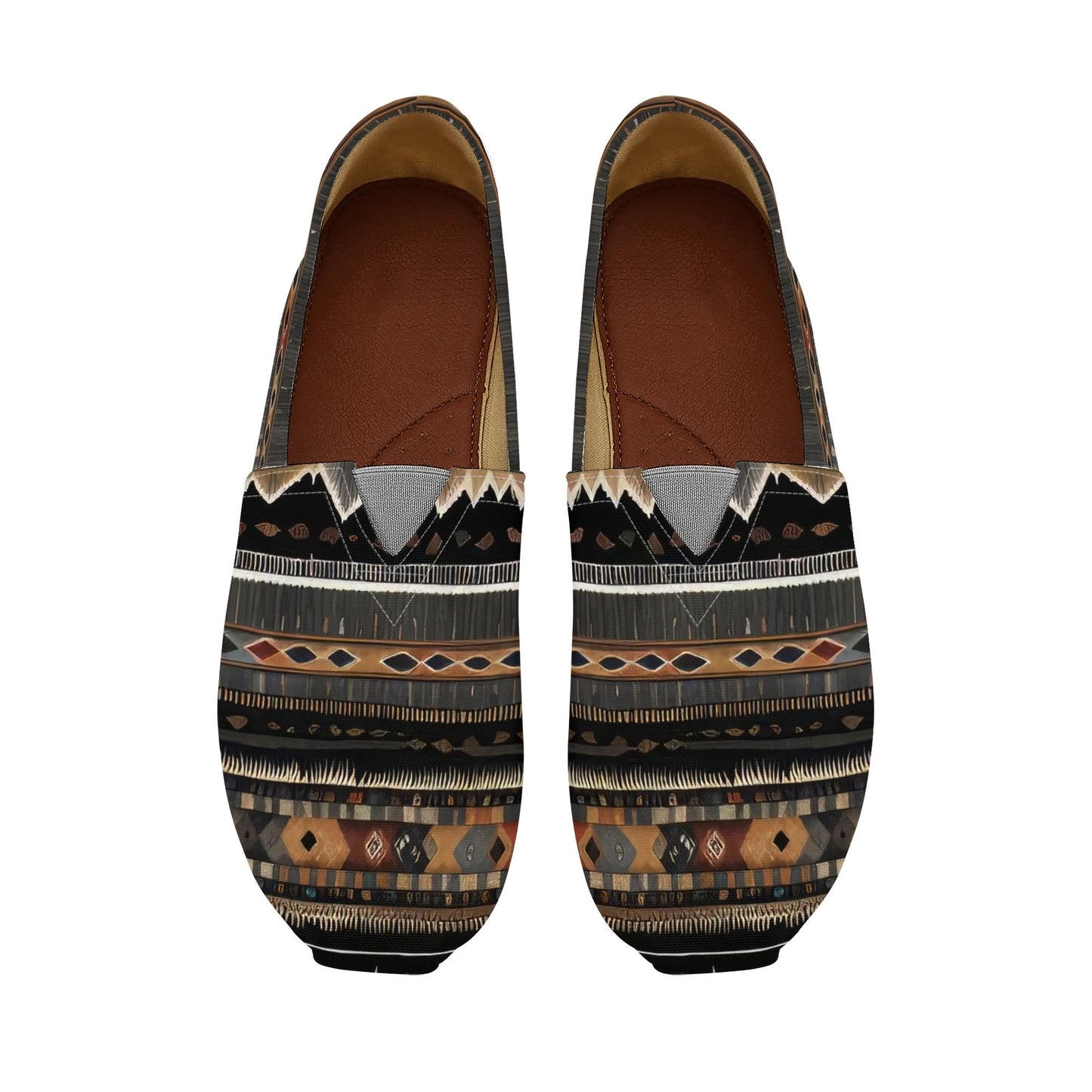 Southwestern Brown Stripes - Mens Casual Slip On Shoes