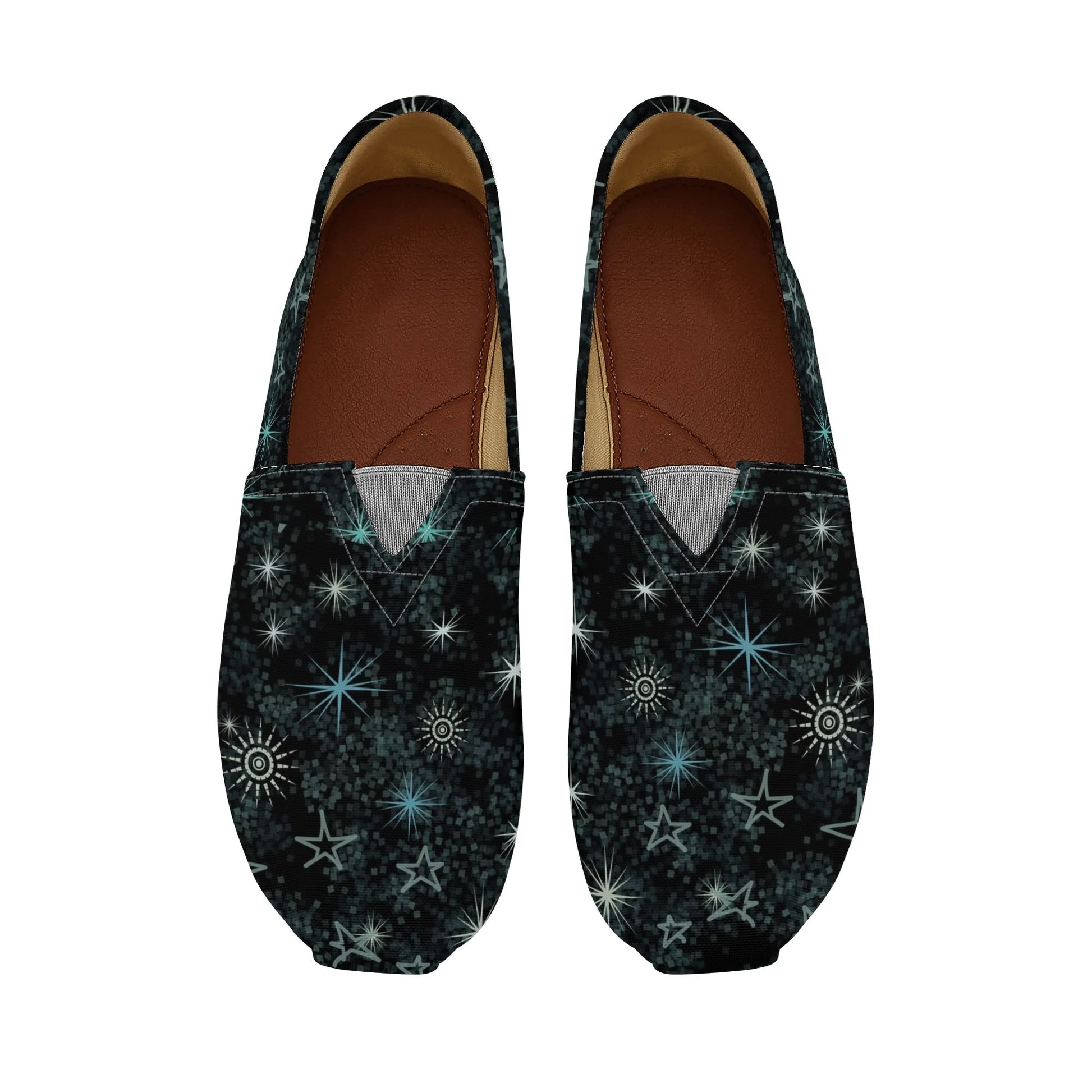 Black Celestial Galaxy Womens Casual Slip On Shoes