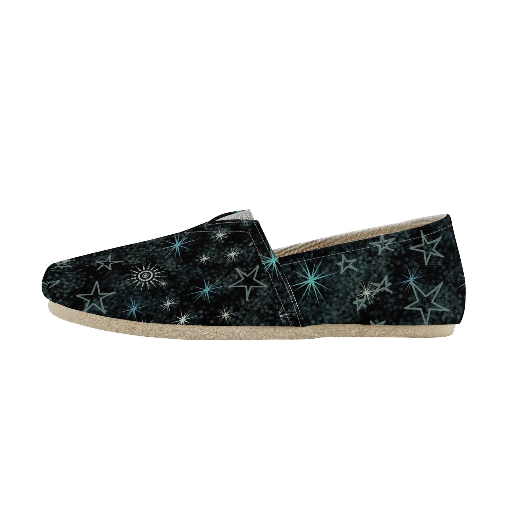 Black Celestial Galaxy Womens Casual Slip On Shoes