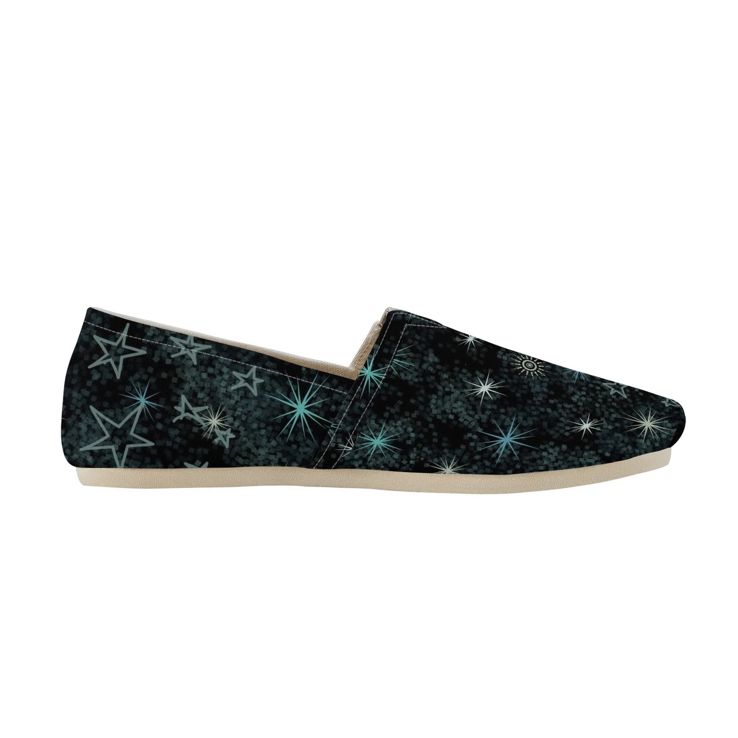 Black Celestial Galaxy Womens Casual Slip On Shoes