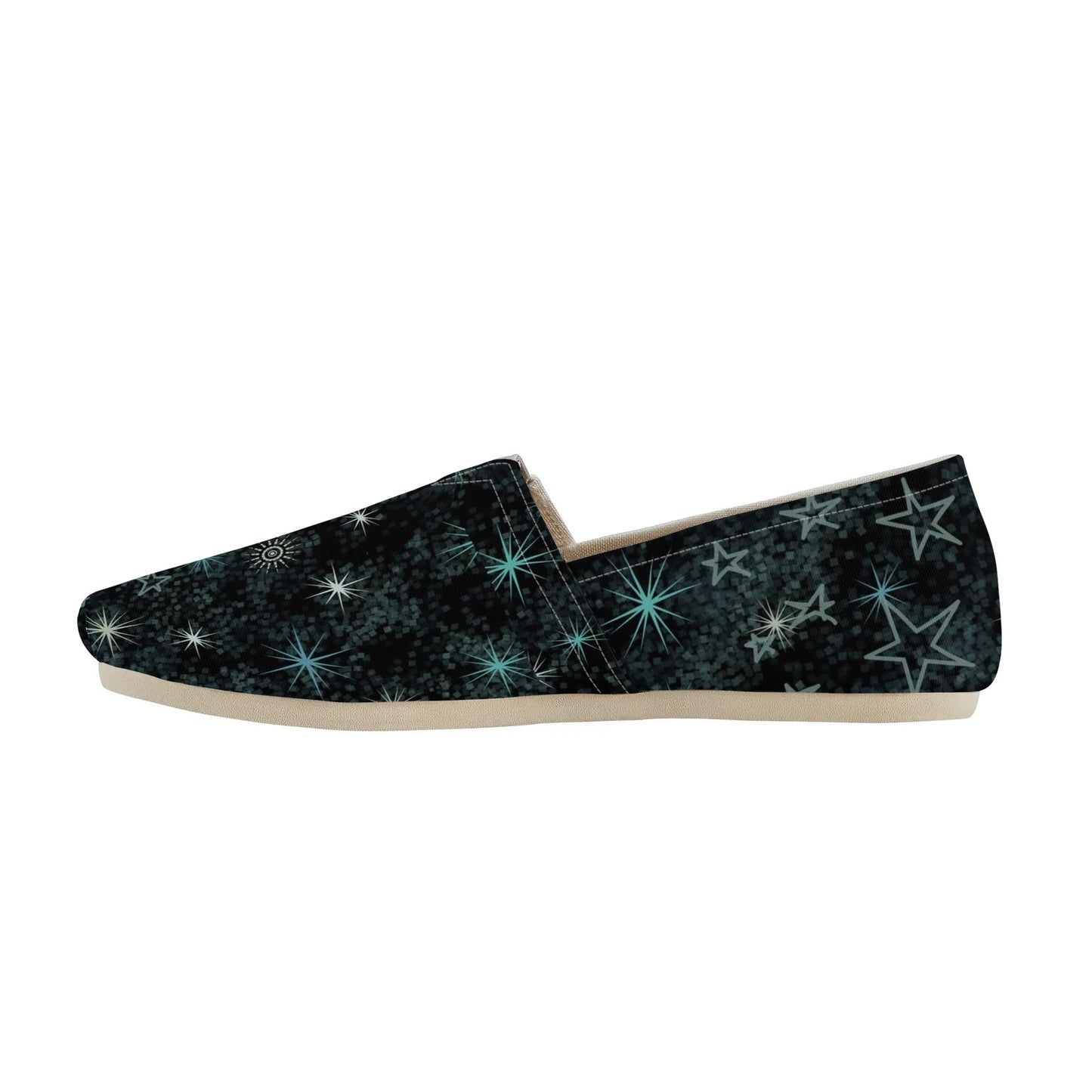 Black Celestial Galaxy Womens Casual Slip On Shoes