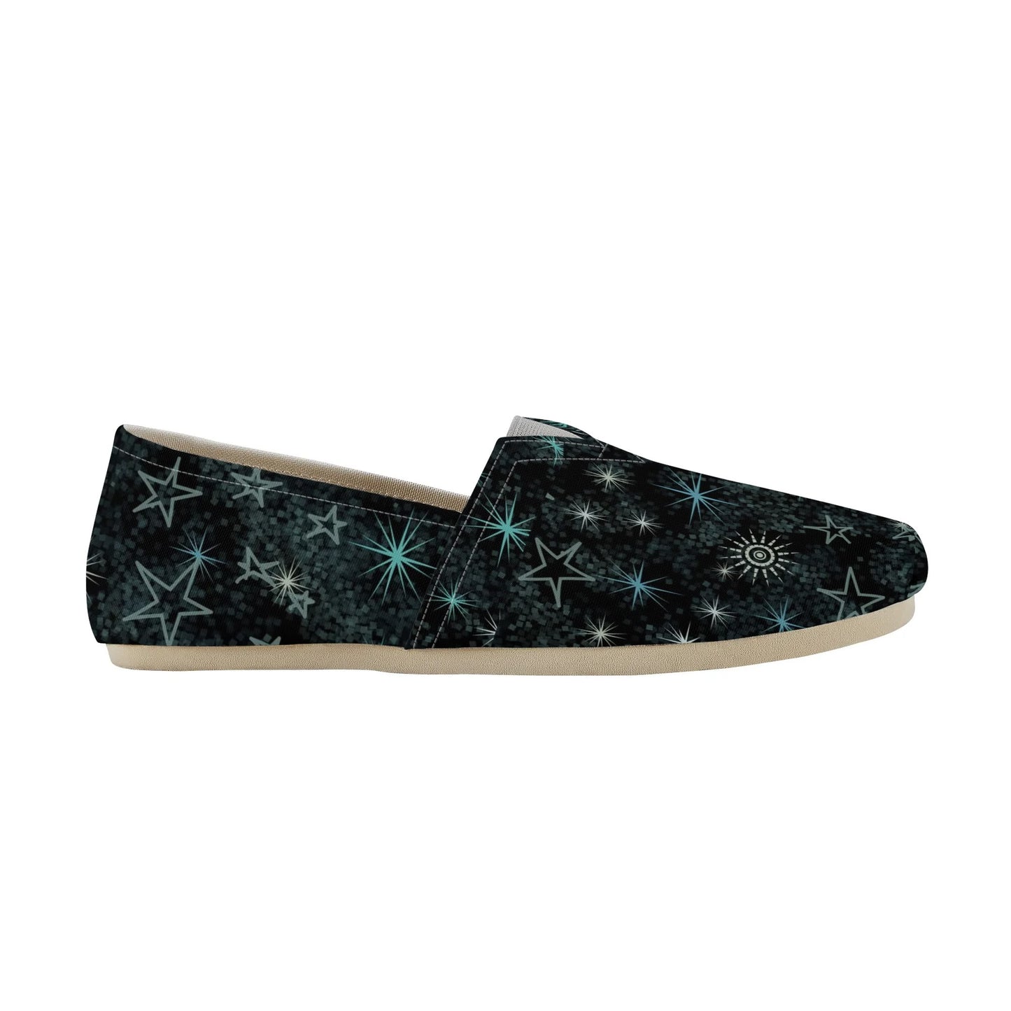 Black Celestial Galaxy Womens Casual Slip On Shoes