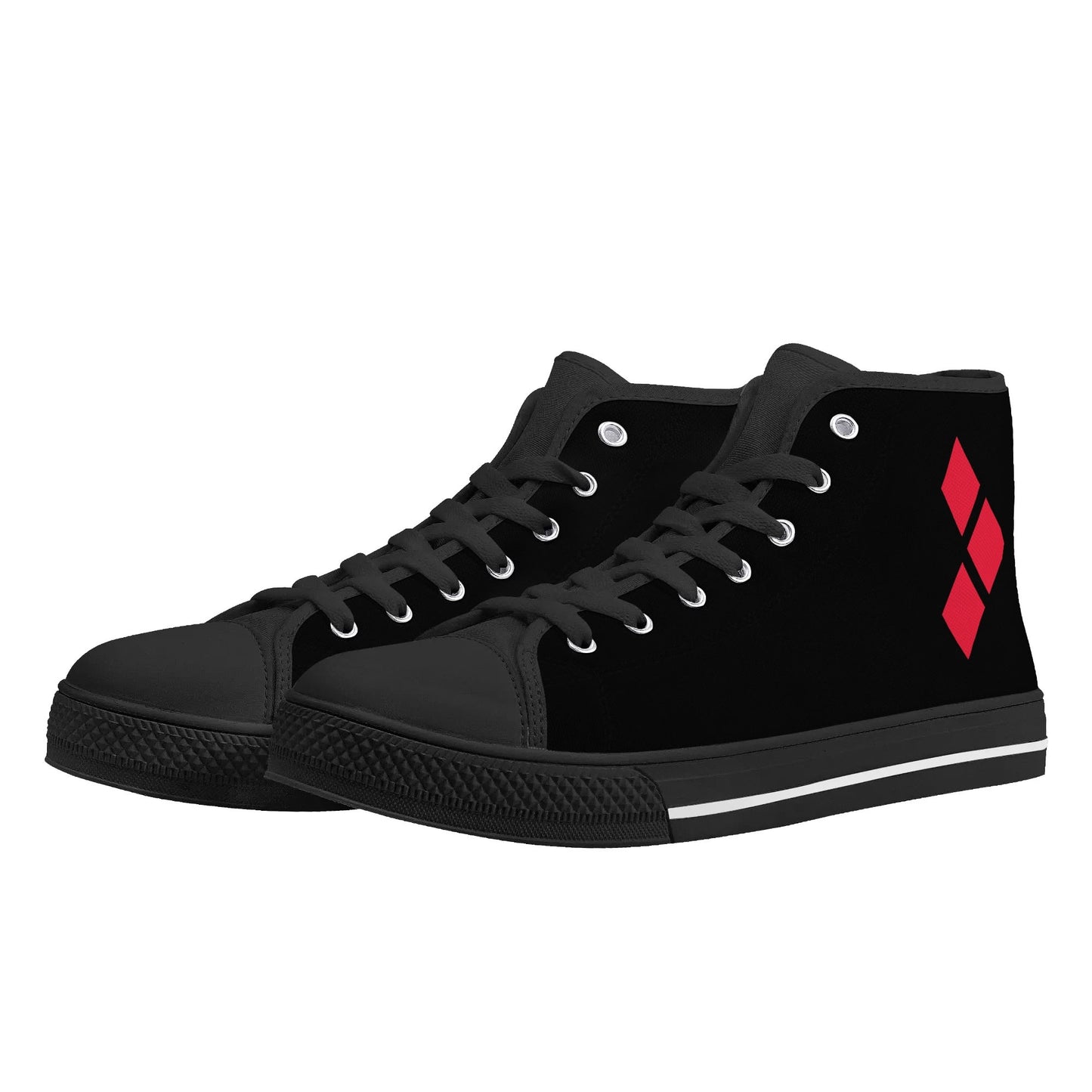 Harley Half-Opposites 3 Diamonds Joker Mens Rubber High Top Canvas Shoes