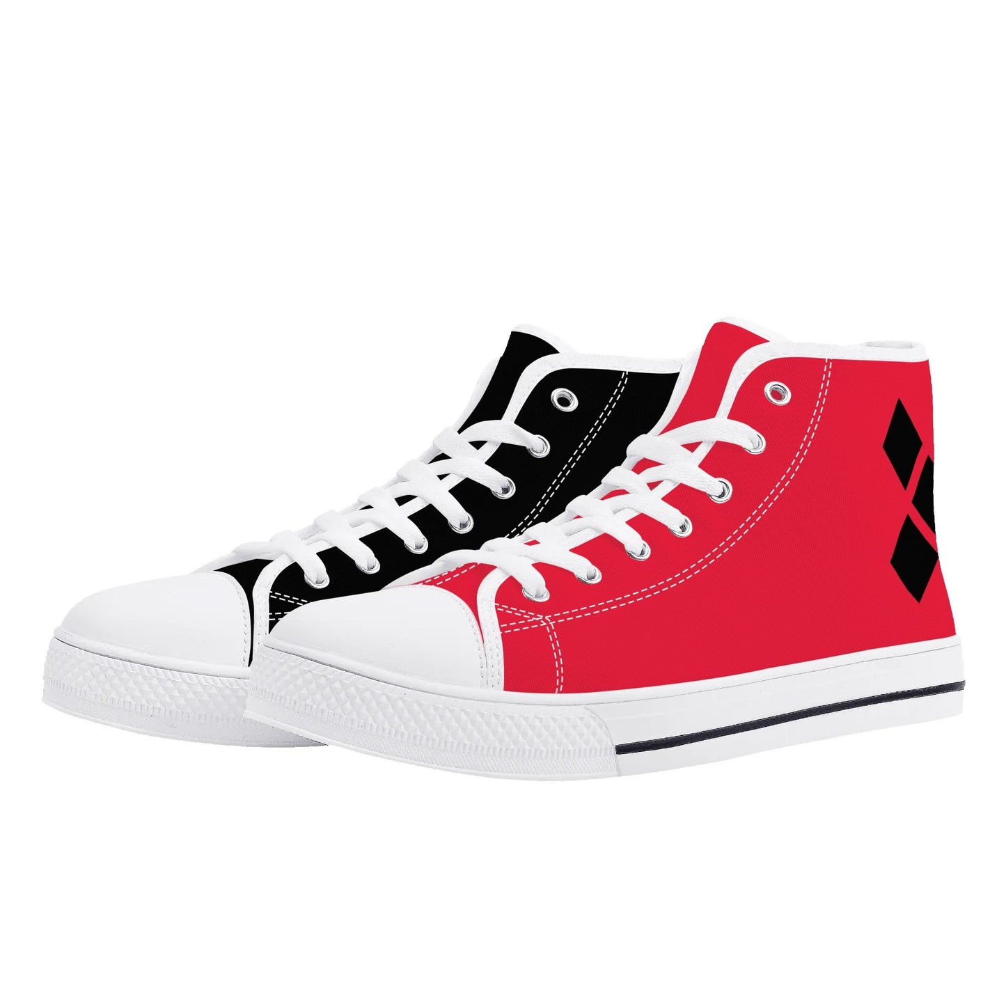 Harley Opposites (L-Red R-Black) Womens High Top Canvas Shoes