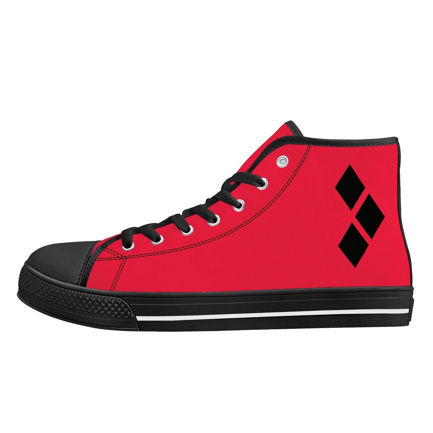 Harley Opposites (L-Red R-Black) Womens High Top Canvas Shoes