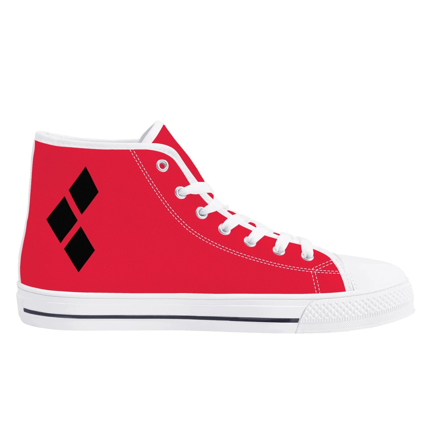 Harley Opposites (L-Red R-Black) Womens High Top Canvas Shoes