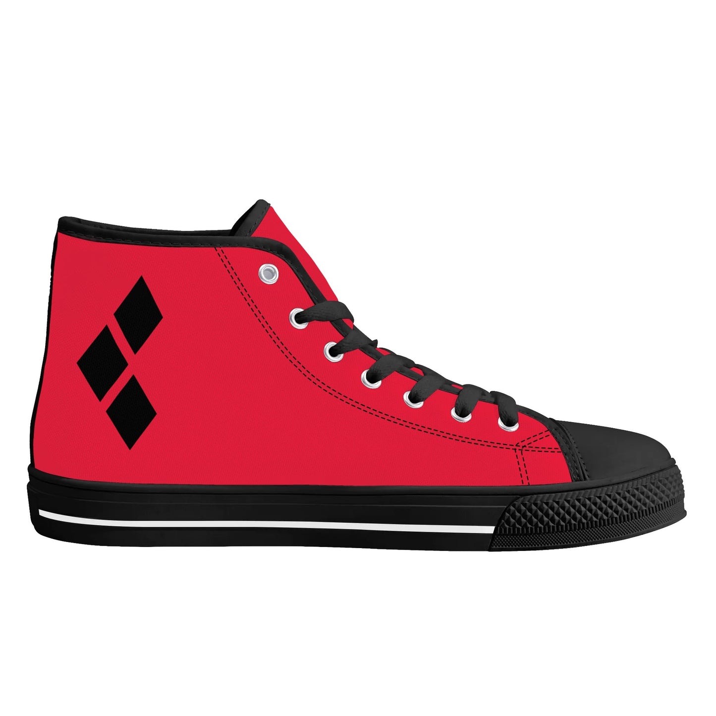 Harley Opposites (L-Red R-Black) Womens High Top Canvas Shoes