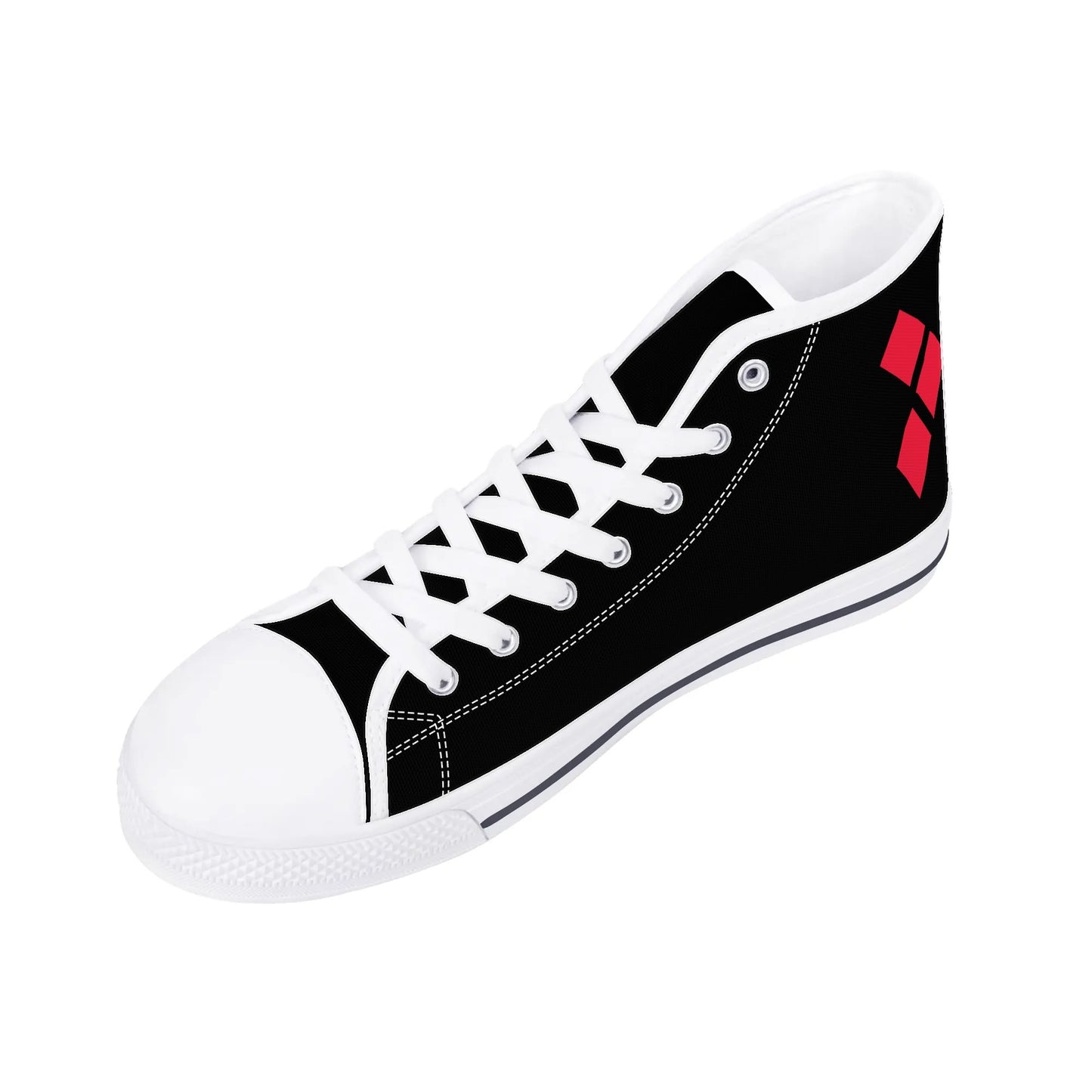 Harley Opposites (L-Red R-Black) Womens High Top Canvas Shoes