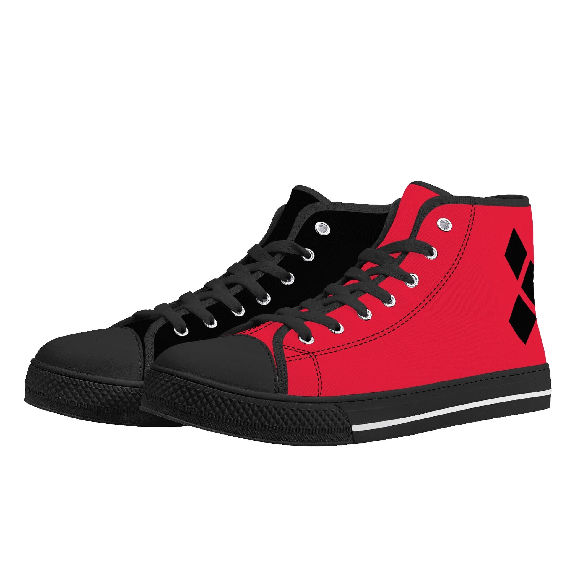 Harley Opposites (L-Red R-Black) Womens High Top Canvas Shoes