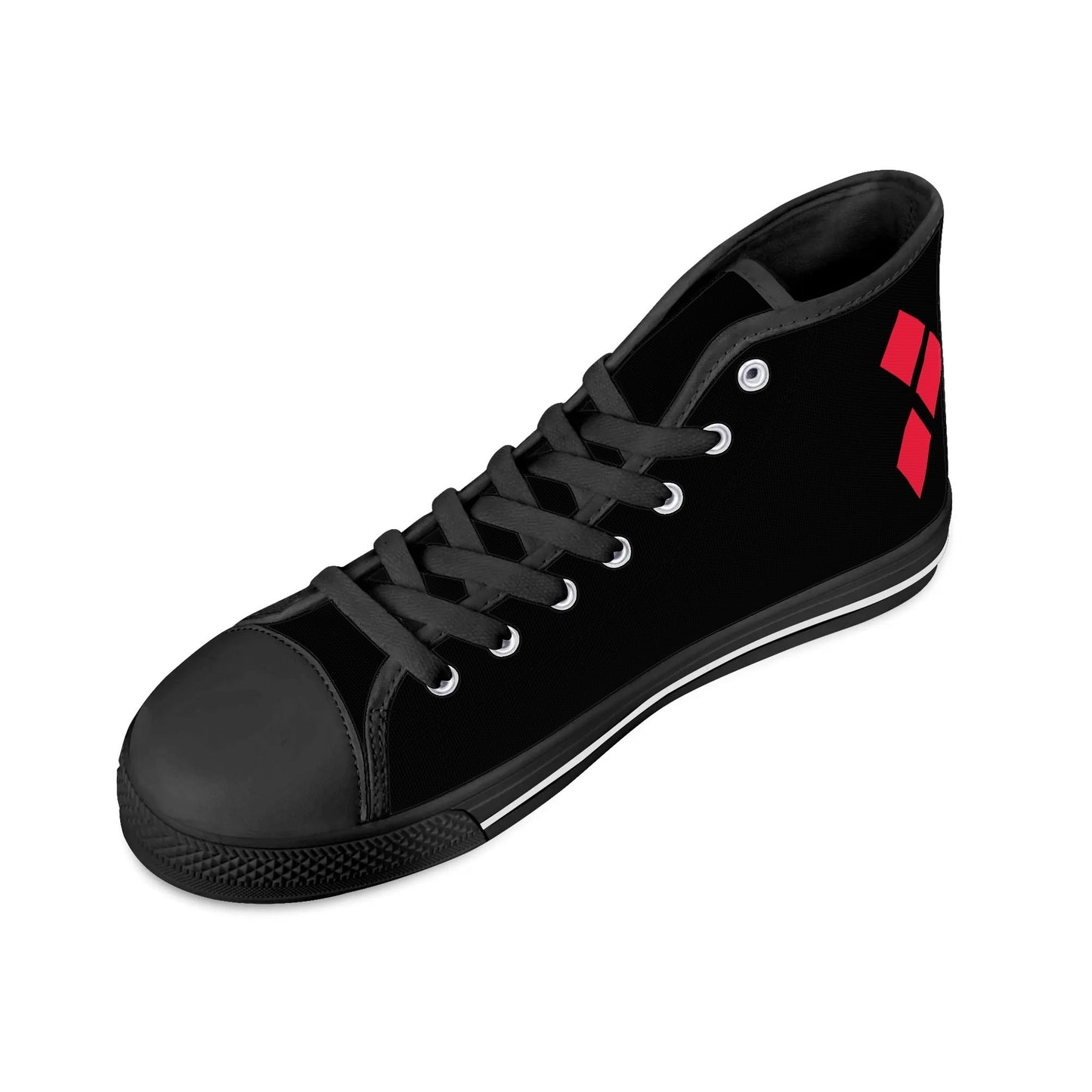 Harley Opposites (L-Red R-Black) Womens High Top Canvas Shoes