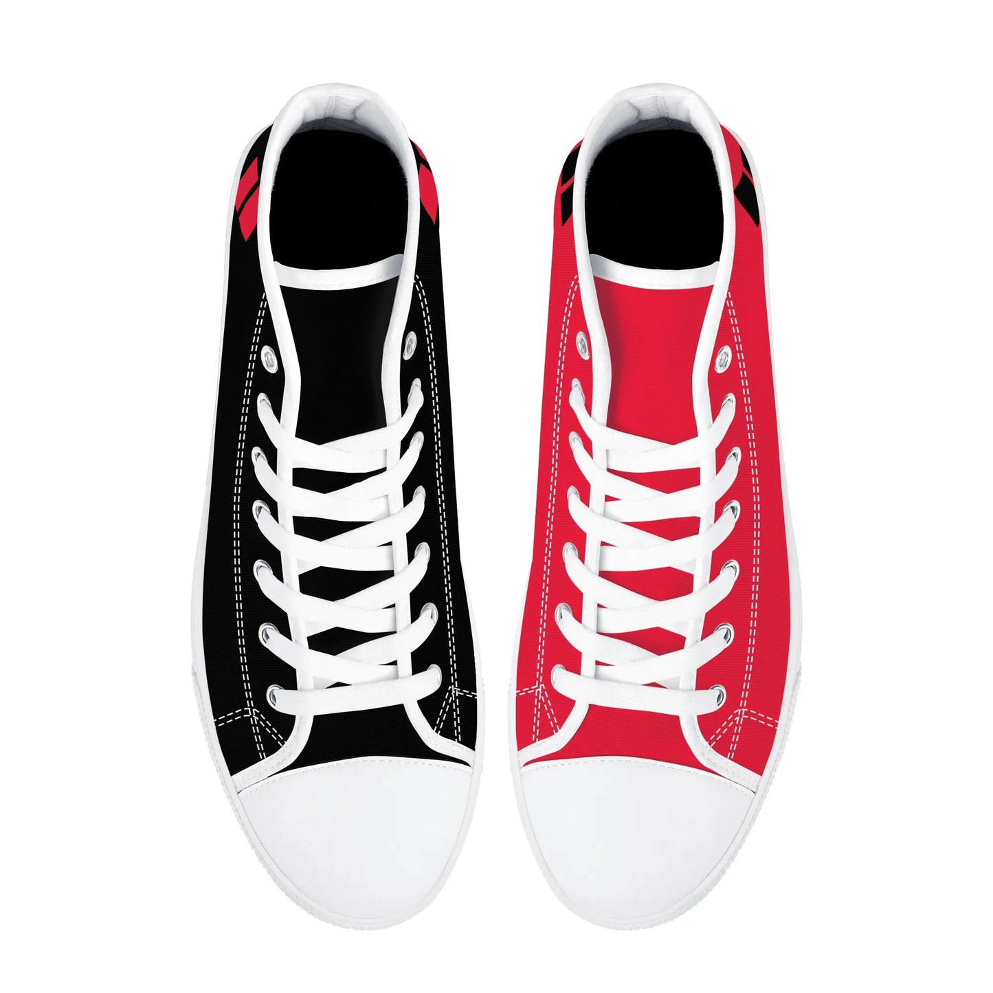 Harley Opposites (L-Red R-Black) Womens High Top Canvas Shoes