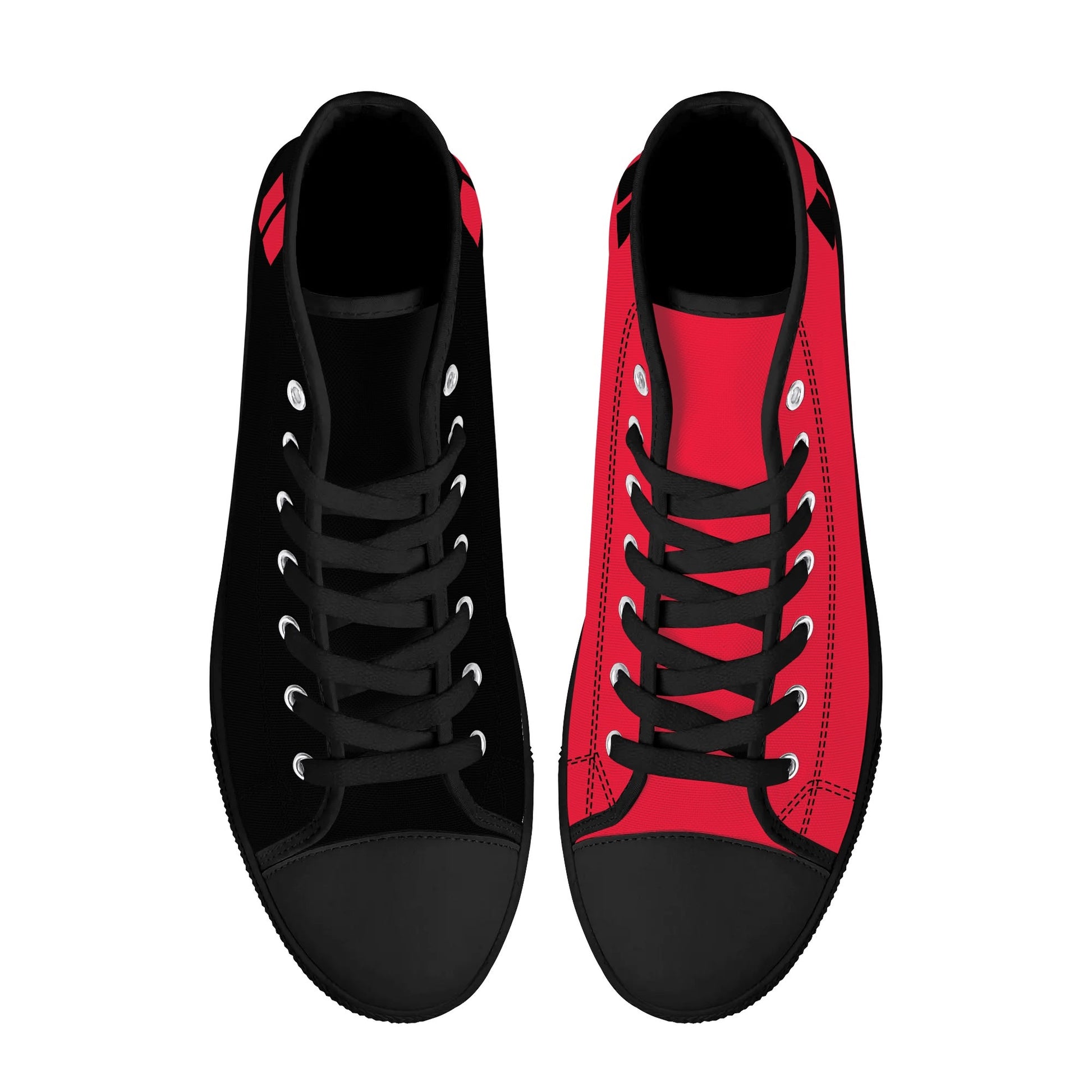 Harley Opposites (L-Red R-Black) Womens High Top Canvas Shoes