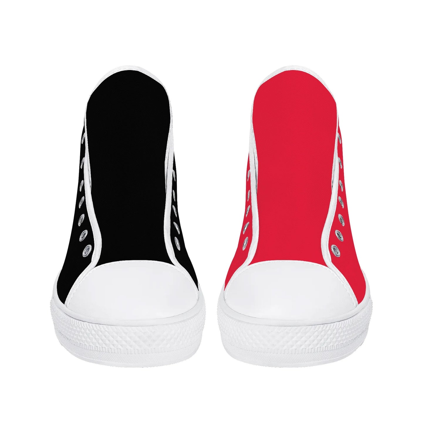 Harley Opposites (L-Red R-Black) Womens High Top Canvas Shoes