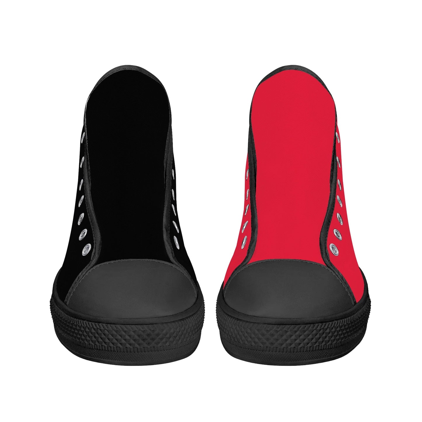 Harley Opposites (L-Red R-Black) Womens High Top Canvas Shoes