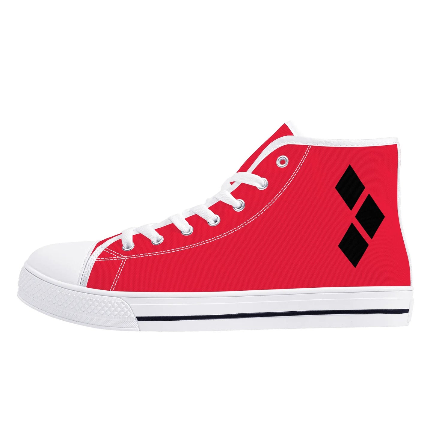 Harley Opposites (L-Red R-Black) Womens High Top Canvas Shoes