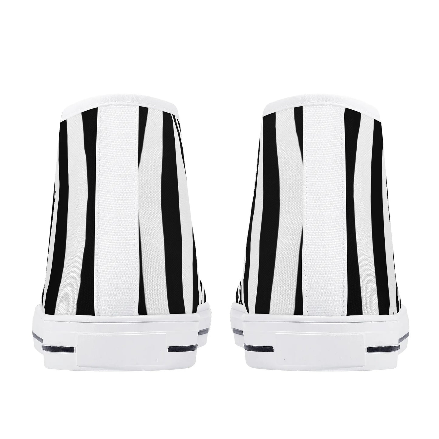 Black White Striped Mens High Top Canvas Shoes