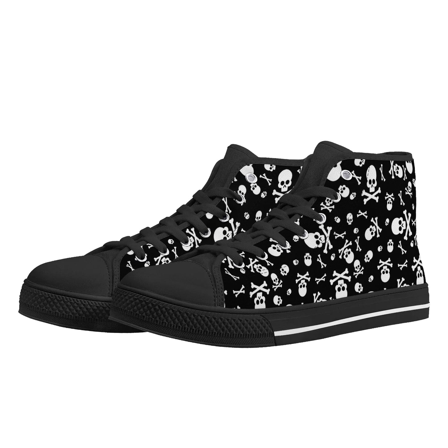 Skulls and Crossbones Mens Rubber High Top Canvas Shoes