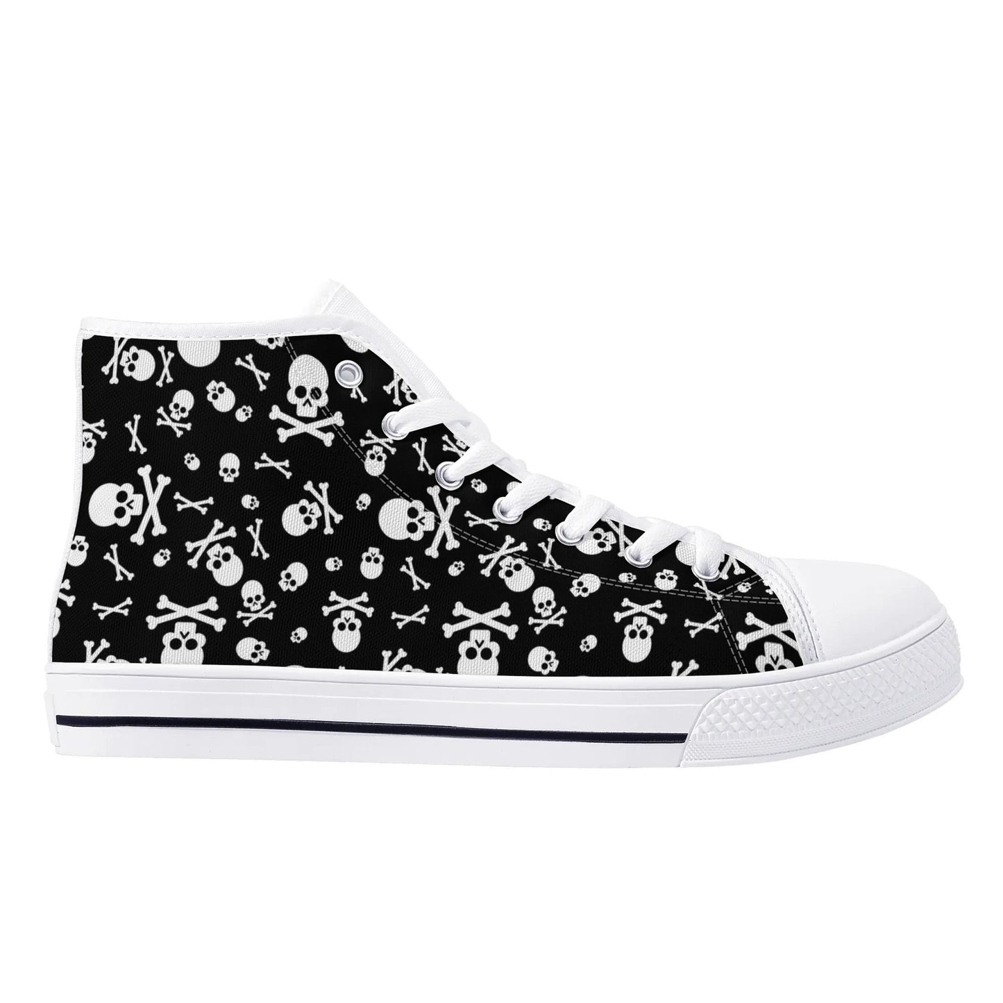 Skulls and Crossbones Mens Rubber High Top Canvas Shoes