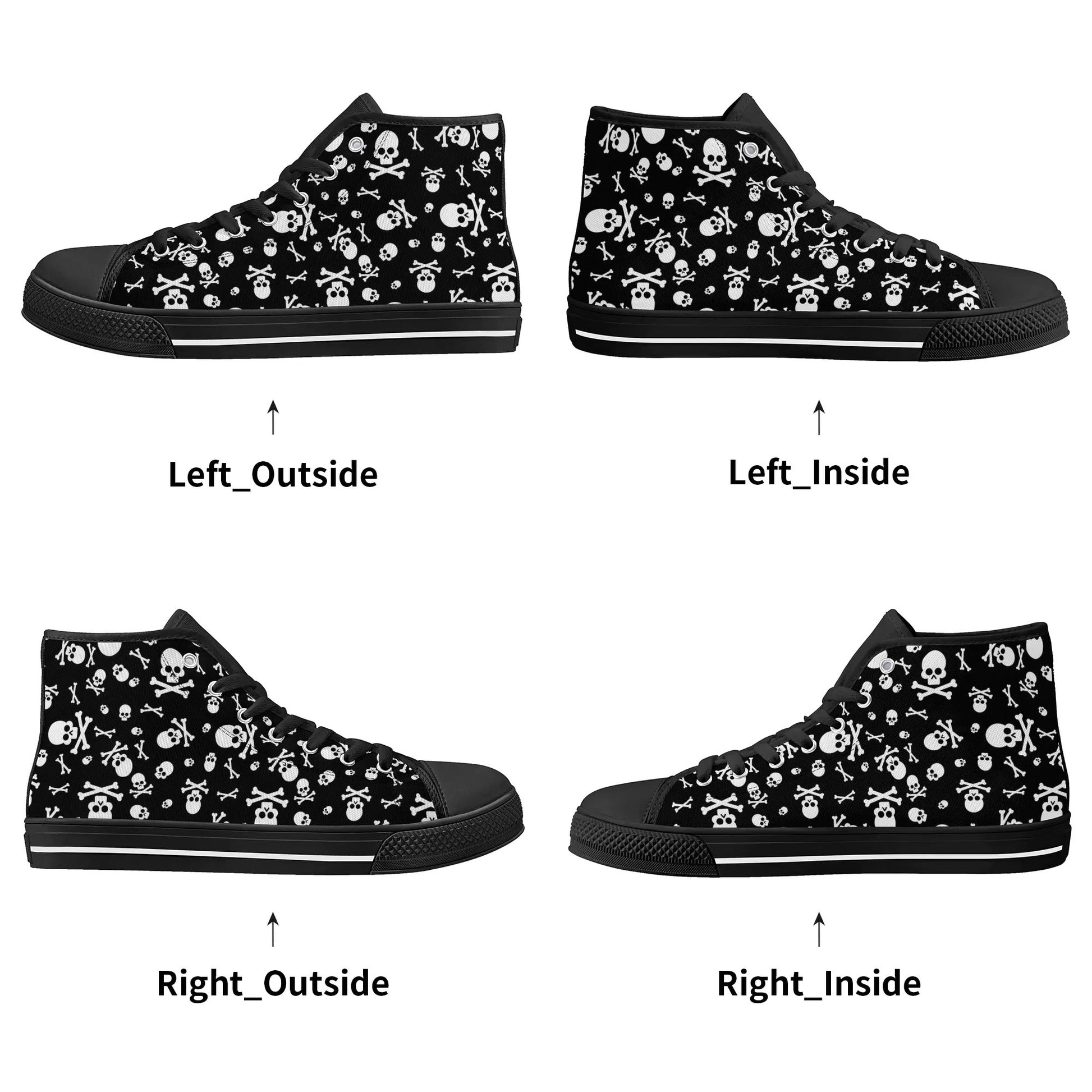 Skulls and Crossbones Mens Rubber High Top Canvas Shoes