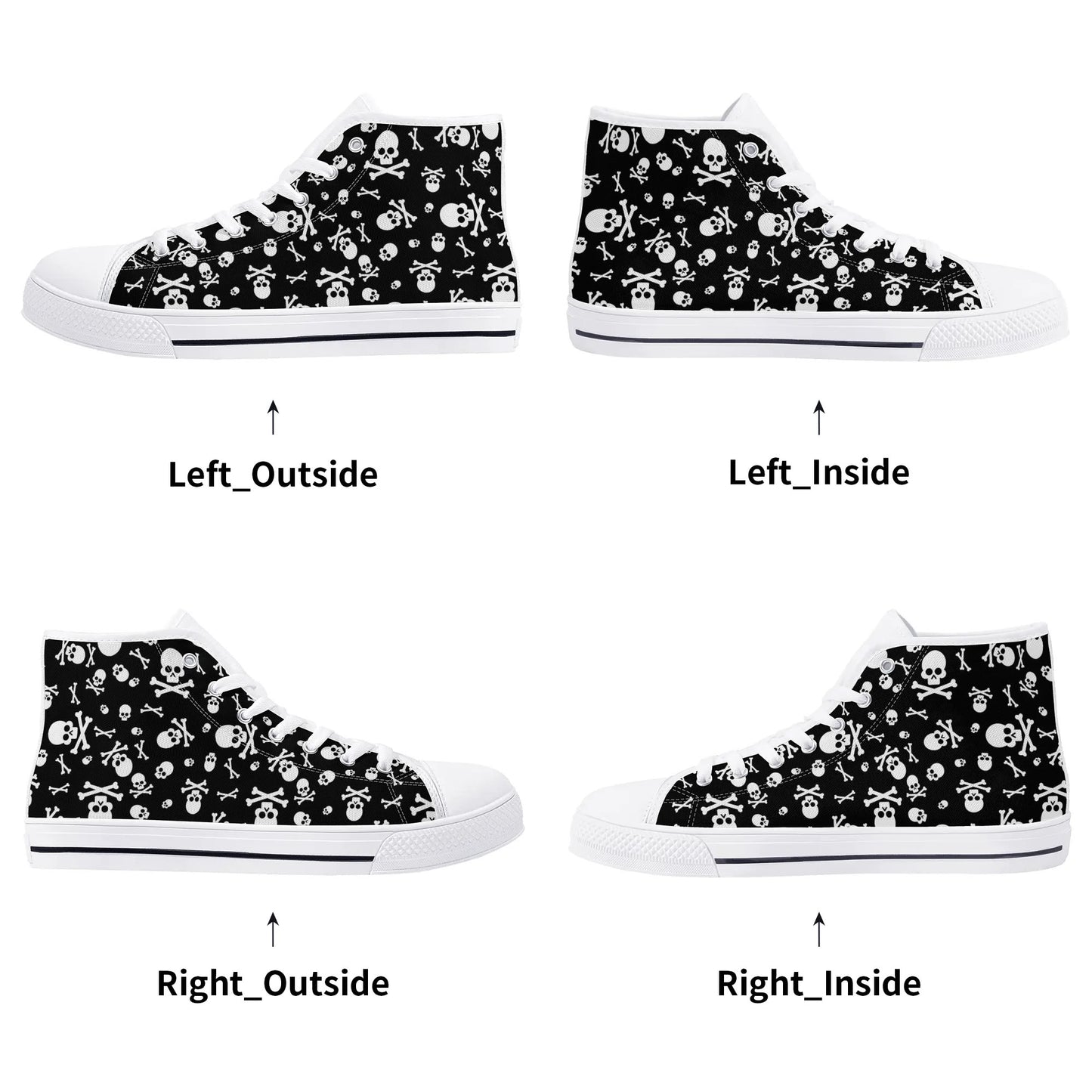 Skulls and Crossbones Mens Rubber High Top Canvas Shoes