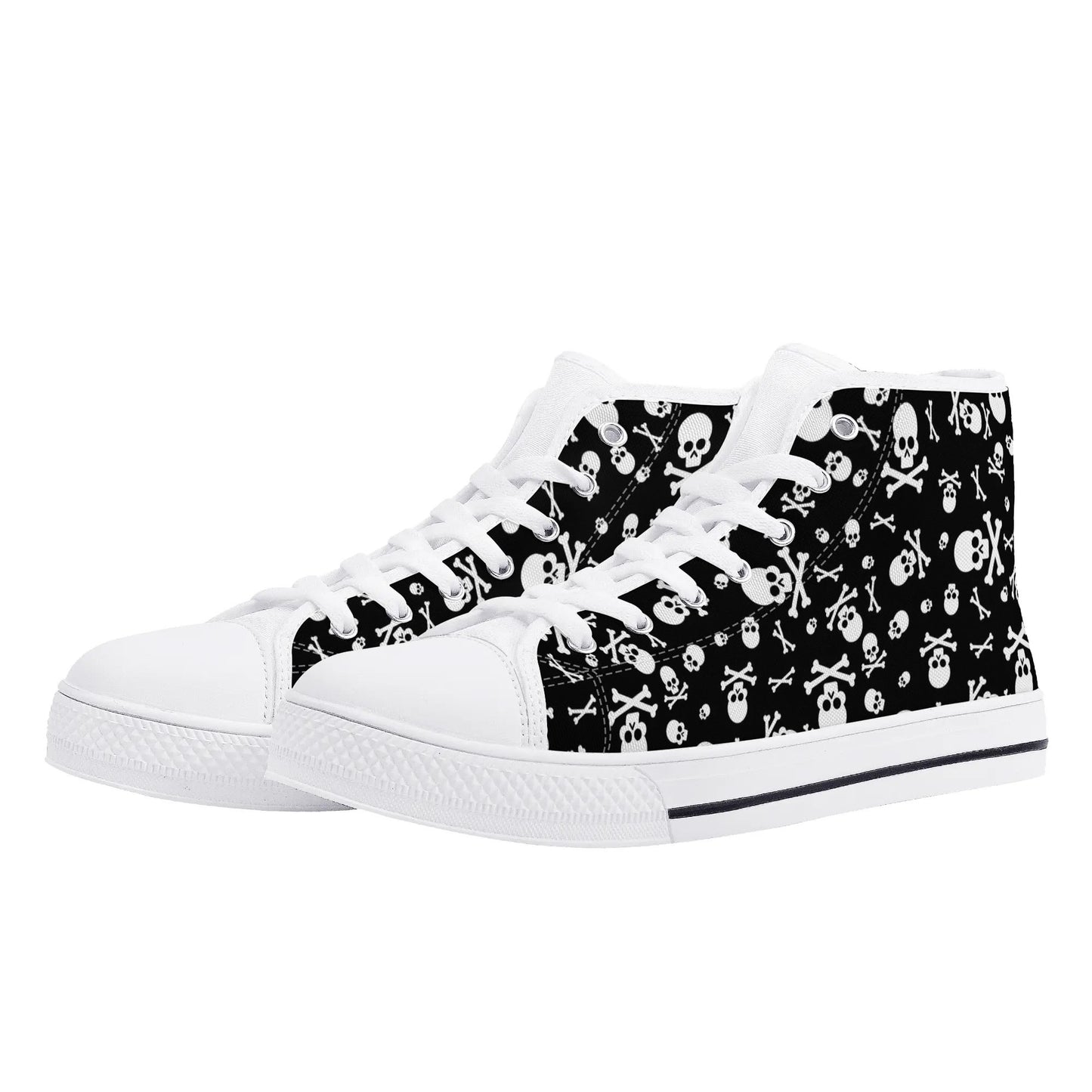 Skulls and Crossbones Mens Rubber High Top Canvas Shoes