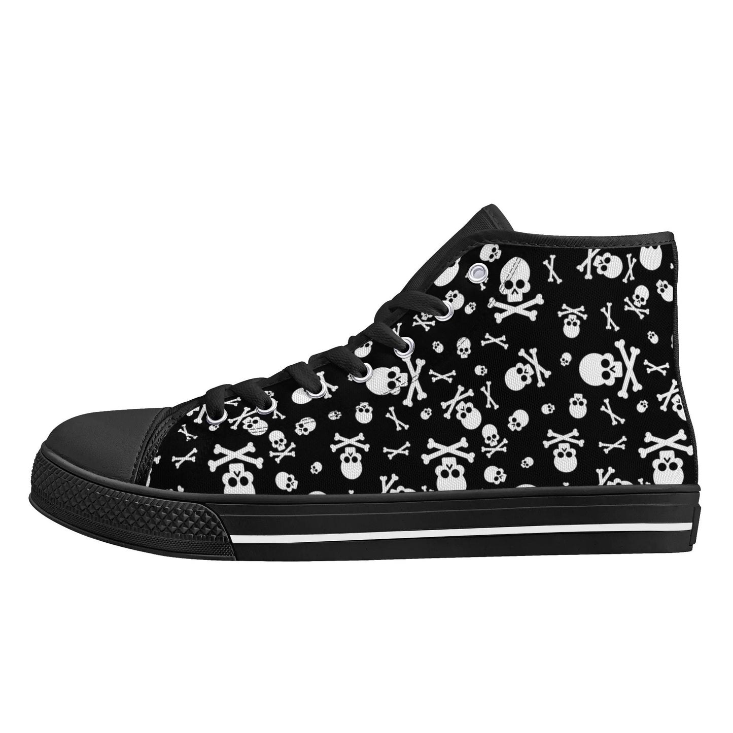 Skulls and Crossbones Mens Rubber High Top Canvas Shoes